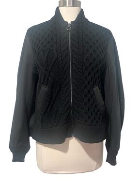 Zara Black Cable-Knit High Collar  Bomber Jacket..!